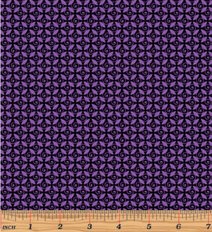 Benartex Pansy Noir Curly Buds Purple | Designer Cotton Fabrics