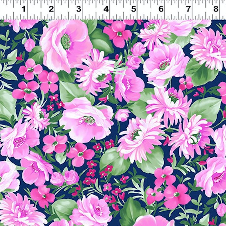 Clothworks - Chelsea - Florals Light Navy