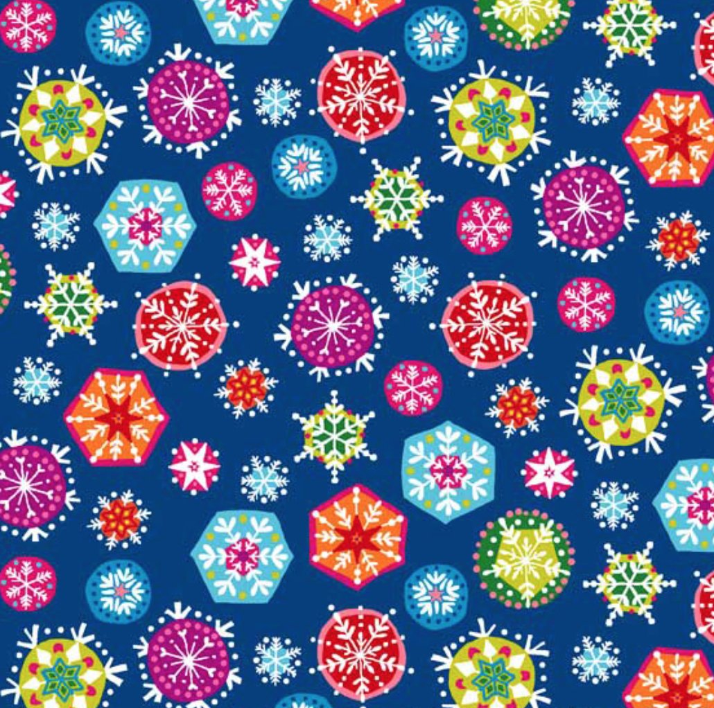 Fat Quarter - Joyeux - Snowflakes Dark Blue