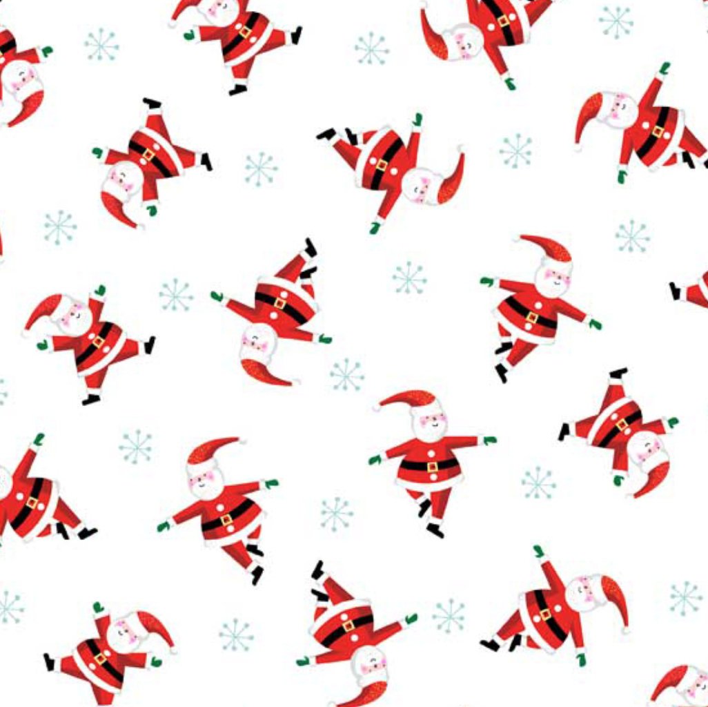 Jolly Santa - Scatter White Yardage