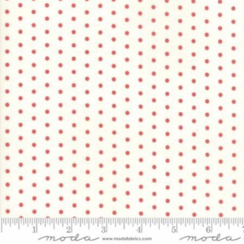 Victoria - Red Dots - Rouge on Ivory Yardage