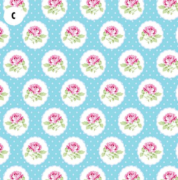 Charlotte - Dotted Rose Blue Yardage