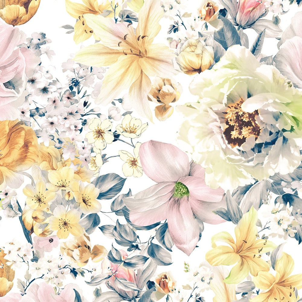 Peacock Walk - Floral Array Gold Yardage