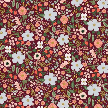 Garden Party -  Wild Rose Burgundy Metallic RP303-BU5M by Rifle Paper Co.