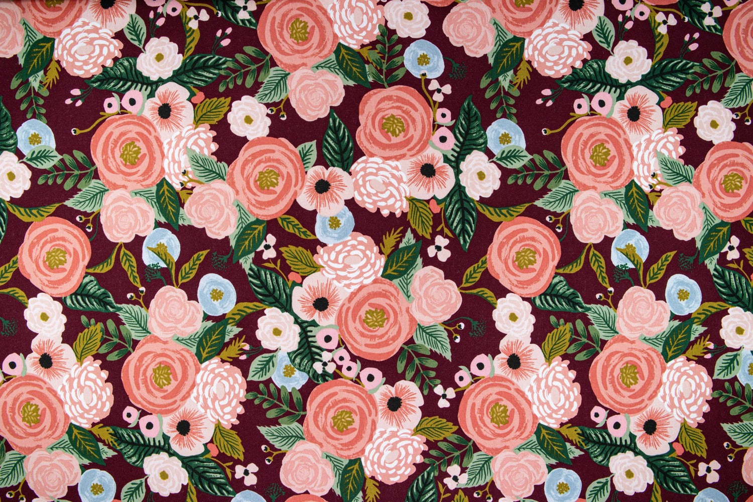 English Garden - Garden Party - Juliet Rose Burgundy Canvas