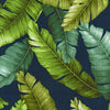 Sevenberry Island Paradise Barkcloth Leaves Navy