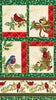 Winter's Grandeur 8 - Holiday Bird Gold Metallic Panel by Robert Kaufman